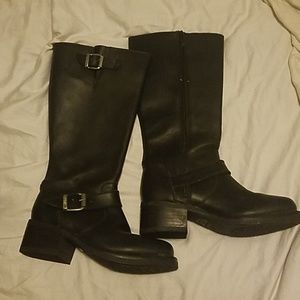 Black Leather Frye Womens Motorcycle boots